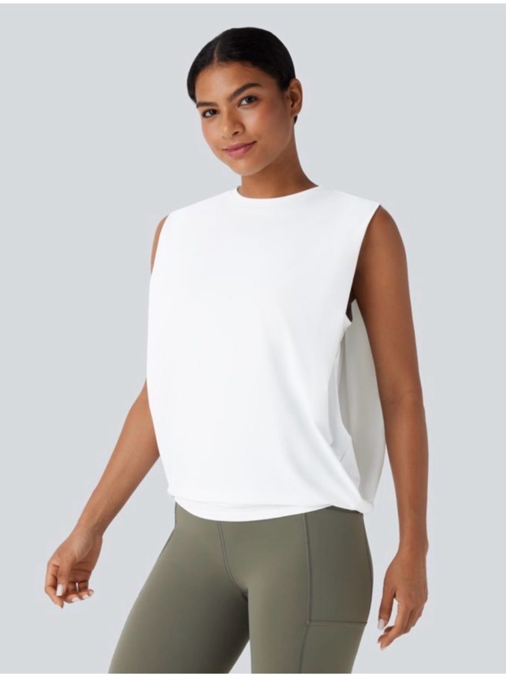 New With Tags Halara size S Round Neck Ruched Cool Touch Yoga 
Tank Top-UPF50+